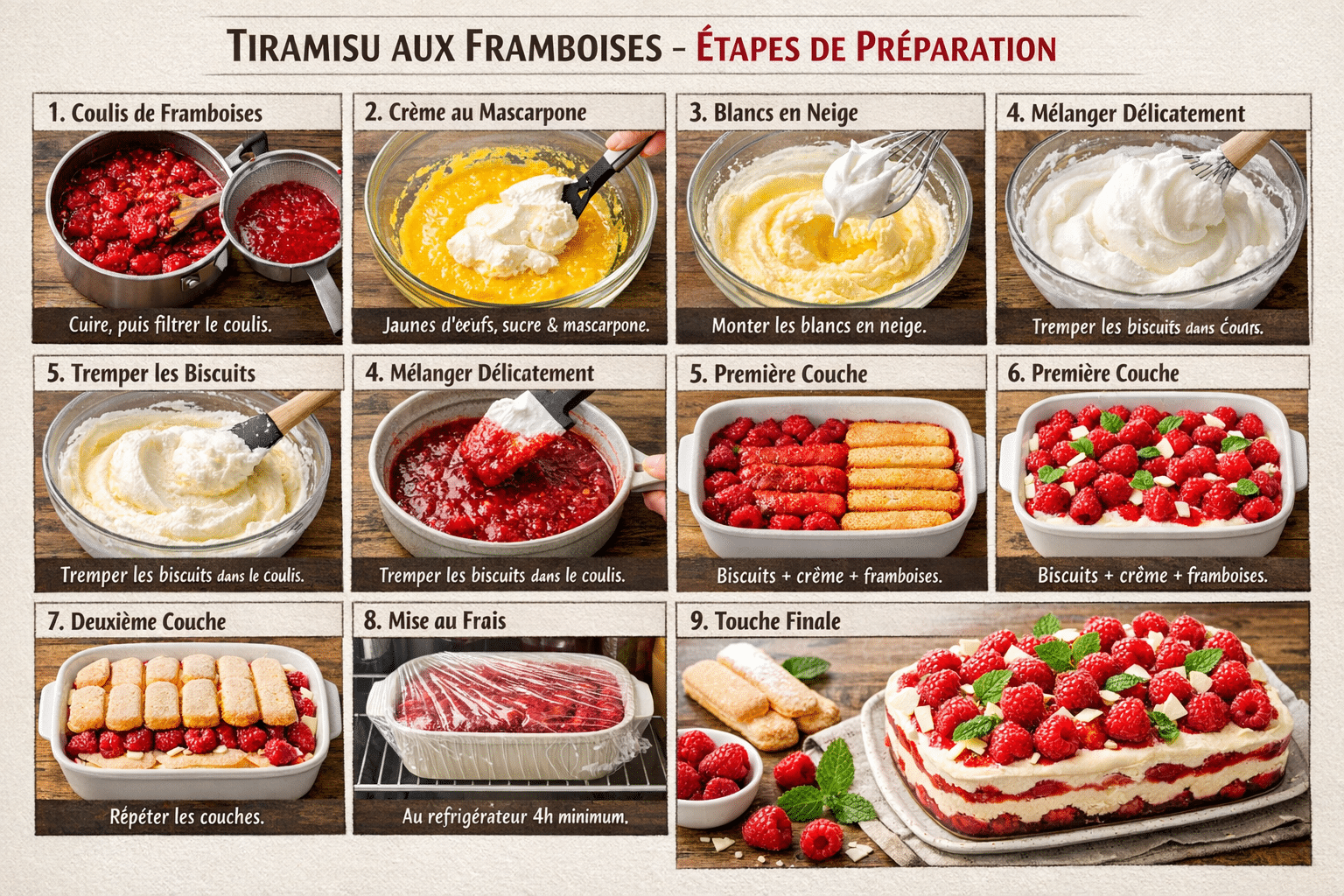 Étape par Étape: Tiramisu aux Framboises : Un Délice Fruité et Crémeux à Préparer en un Rien de Temps