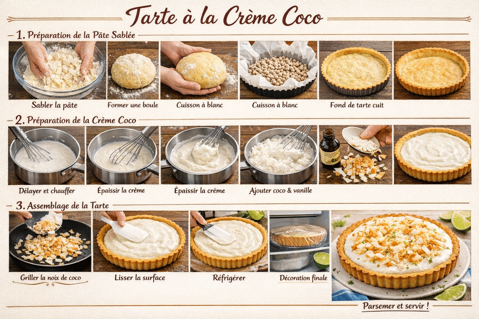Étape par Étape: Tarte Paradisiaque à la Crème Coco : Une Douceur Exotique à Découvrir