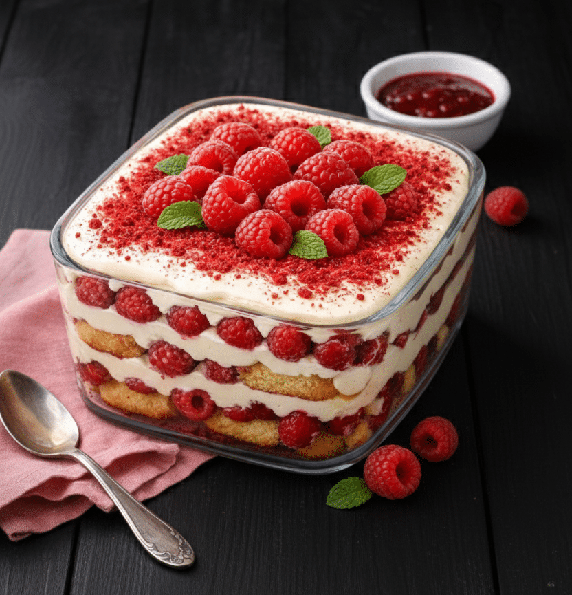 Tiramisu aux Framboises : Un Délice Fruité et Crémeux à Préparer en un Rien de Temps Recette Facile