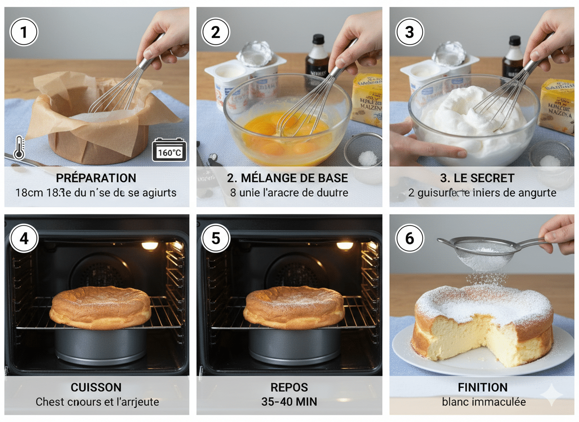 Préparation Étape par Étape: Gâteau Crémeux avec 3 Yaourts et 2 Œufs Un Délice Simple