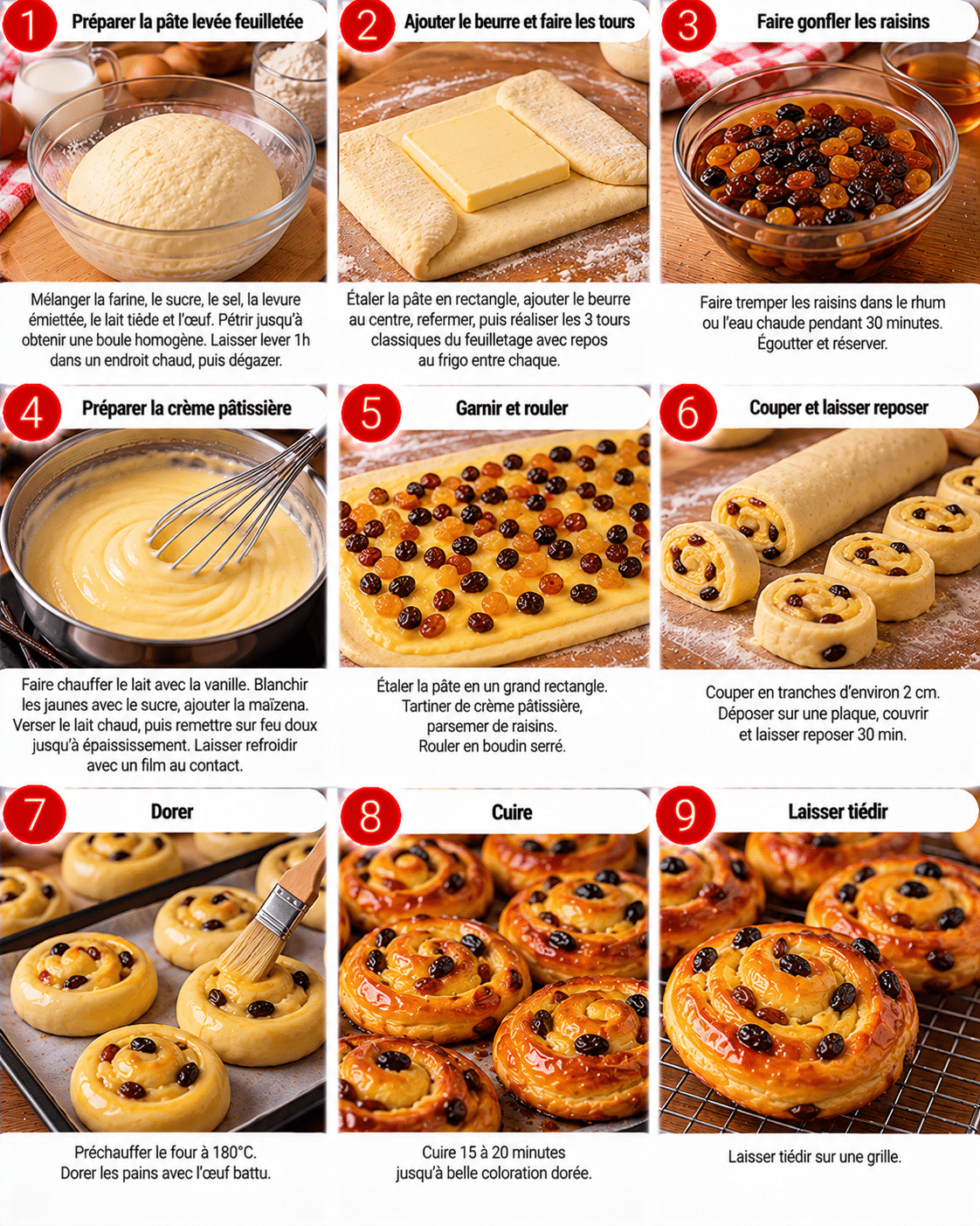 1. Préparer la pâte levée feuilletée :