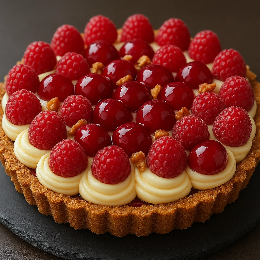 Tarte Sans Cuisson aux Framboises et Spéculoos