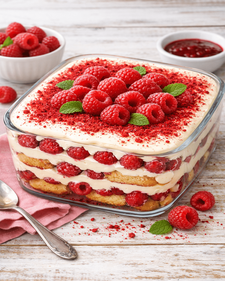 Tiramisu aux Framboises : Un Délice Fruité et Crémeux à Préparer en un Rien de Temps