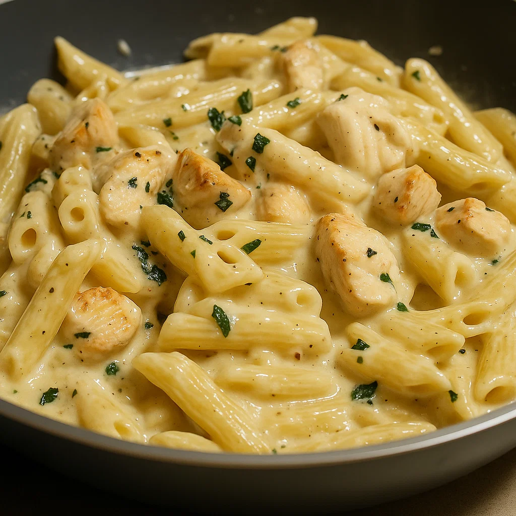 Pâtes au Poulet à la Sauce Alfredo Crémeuse