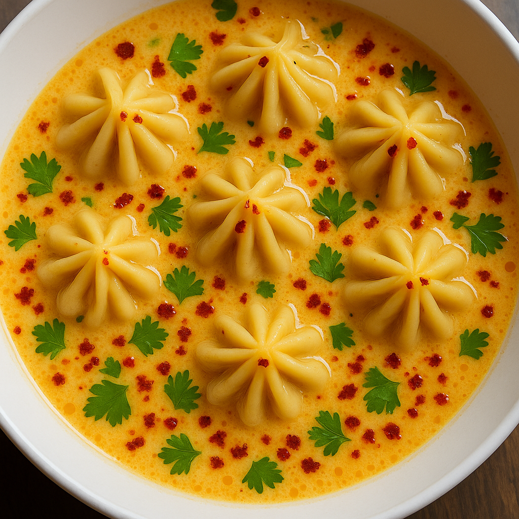 Soupe Thaïlandaise aux Raviolis au Curry et Lait de Coco