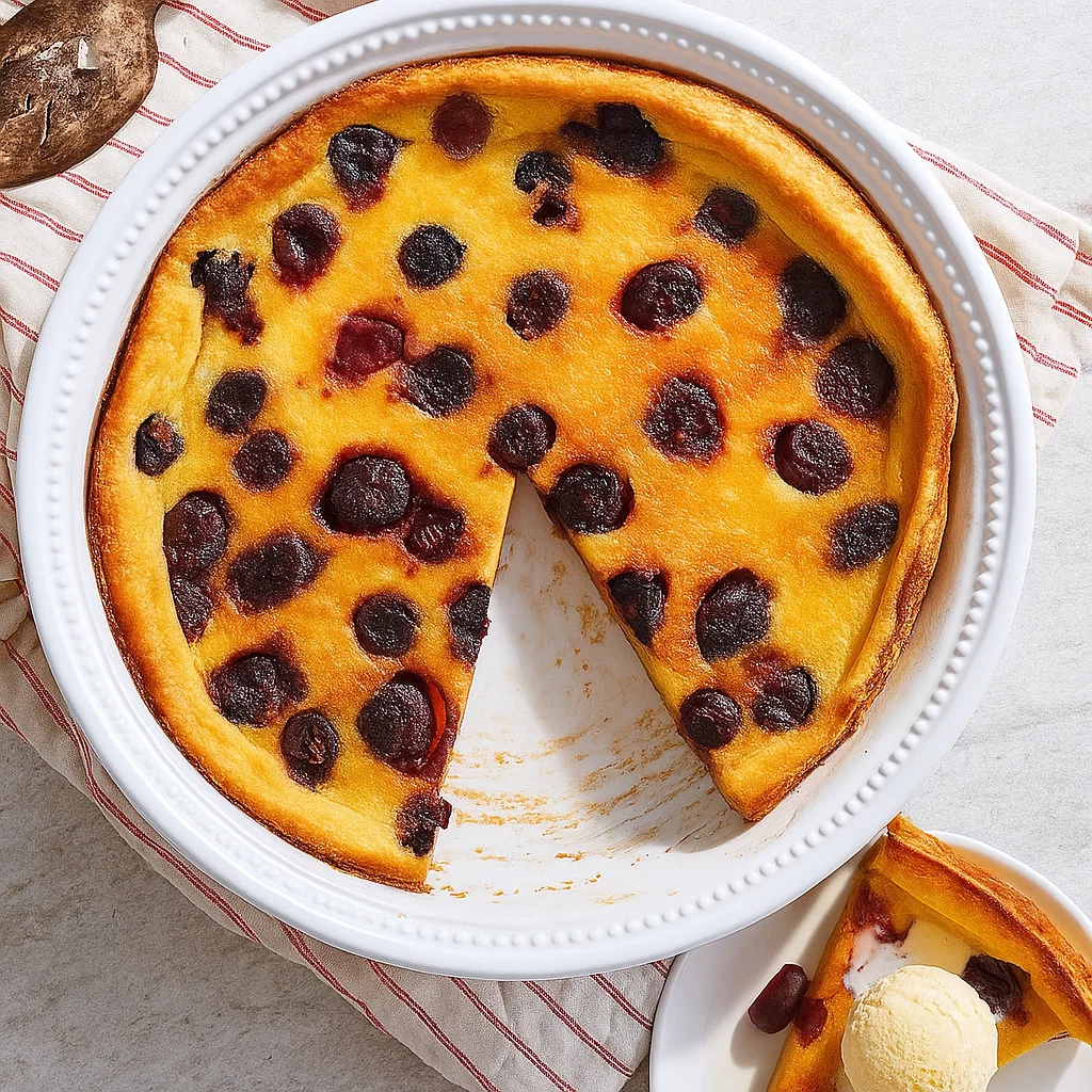 Clafoutis aux cerises doré au four