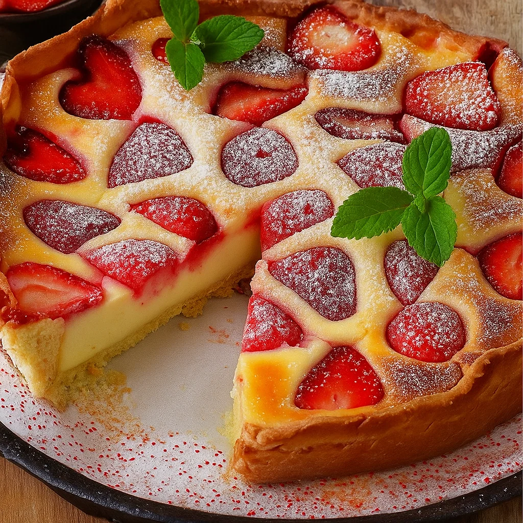 clafoutis-leger-aux-fraises-2 Clafoutis Léger aux Fraises doré à la sortie du four