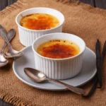 Les œufs au lait servis frais avec fruits rouges et biscuits