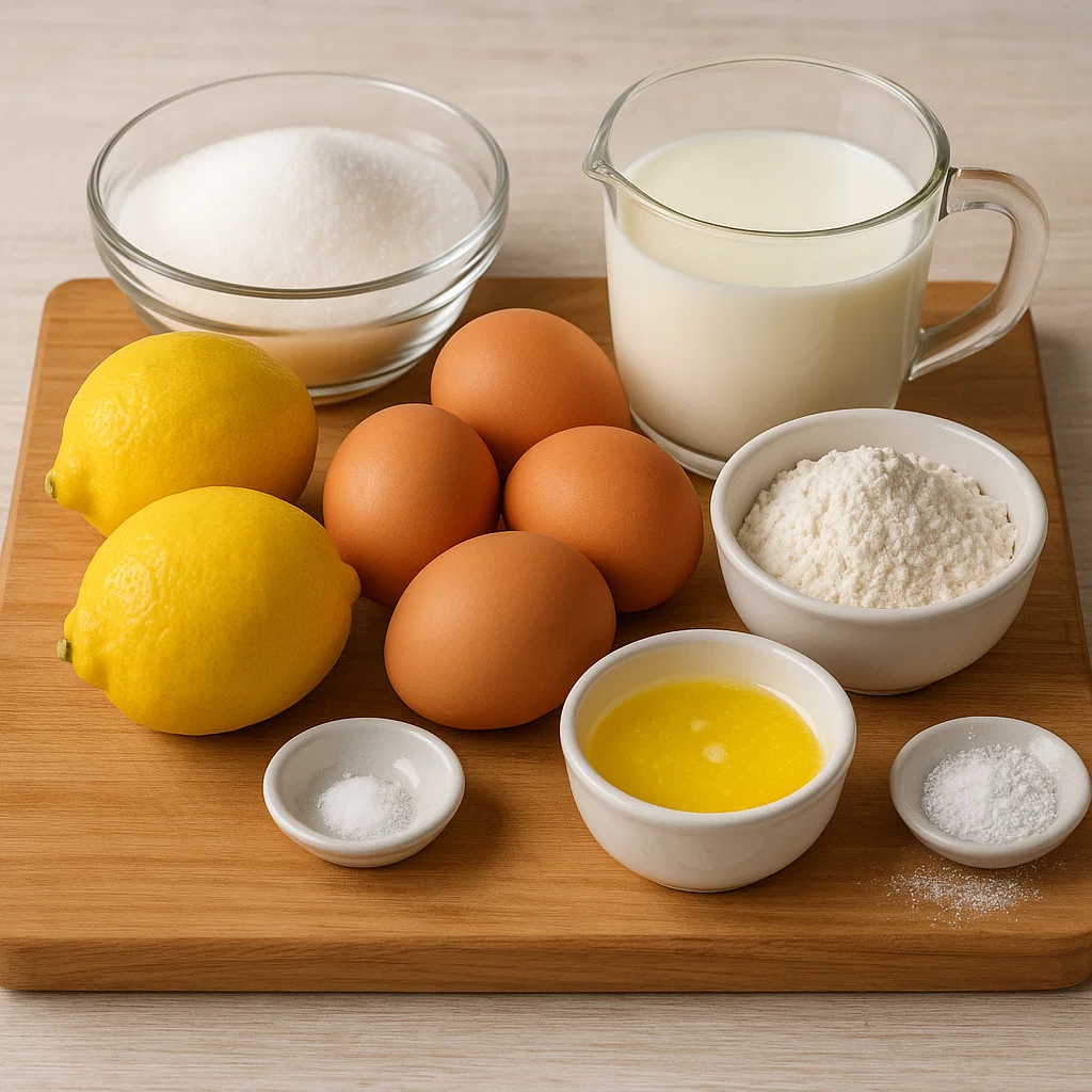Une part de clafoutis citronné posée sur une assiette blanche, montrant sa texture fondante et crémeuse.