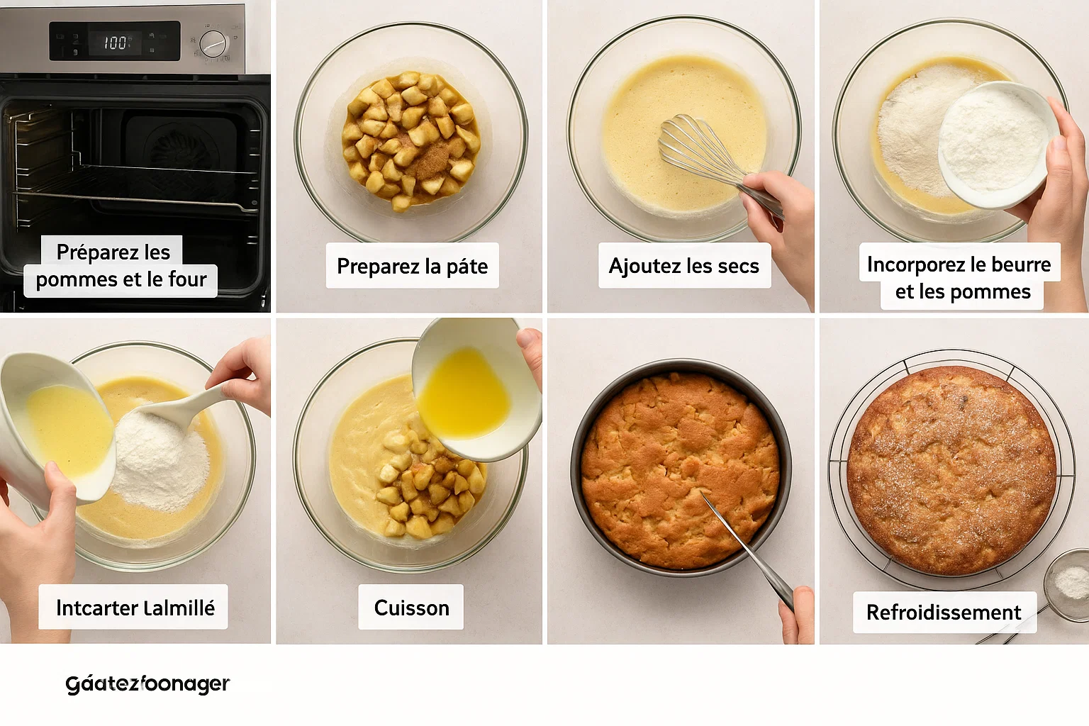 Gâteau aux Pommes Tomber Terre 4 Part de Gâteau aux Pommes Tomber Terre très humide, saupoudrée de sucre glace, servie sur une assiette.