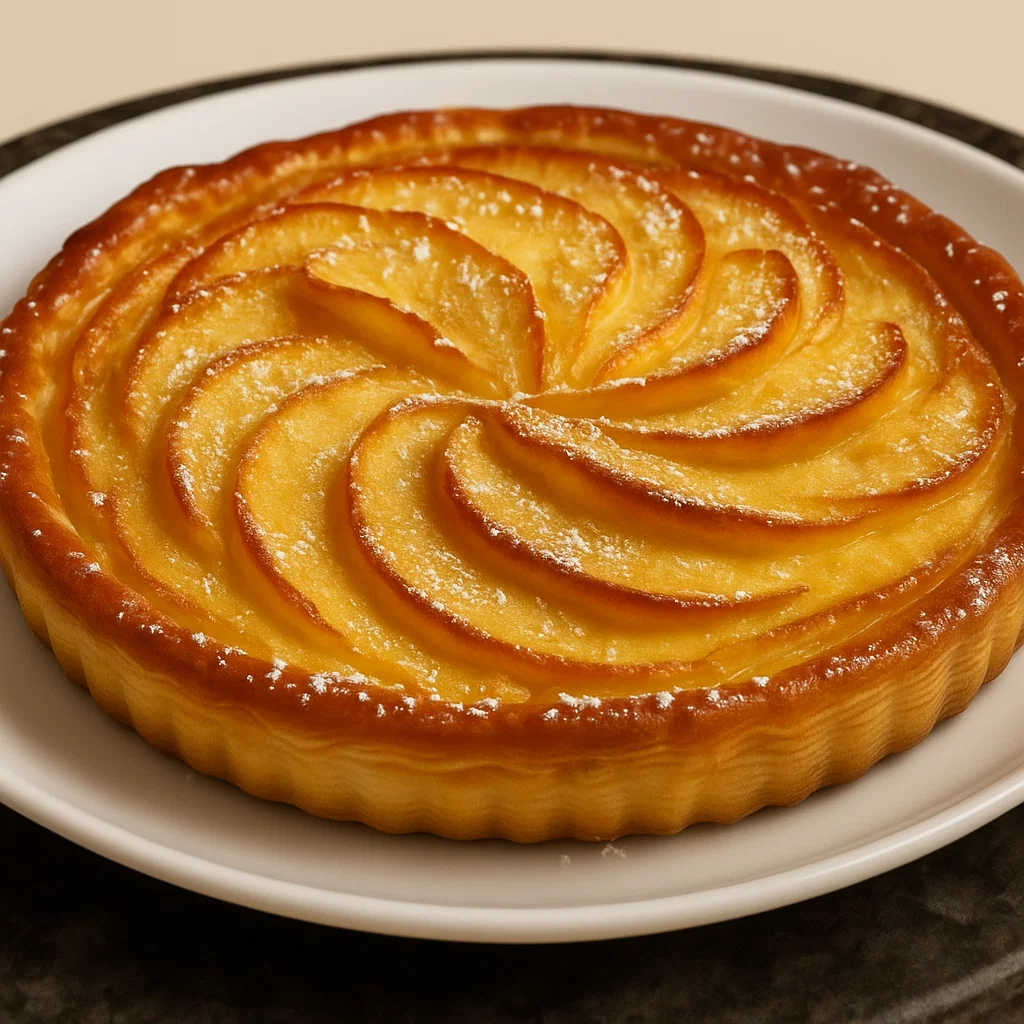 Tarte Fine Pommes Yaourt Vanillé Les ingrédients nécessaires pour faire une tarte fine aux pommes, incluant des pommes, une feuille de pâte feuilletée, de la cannelle, du sucre et du yaourt.