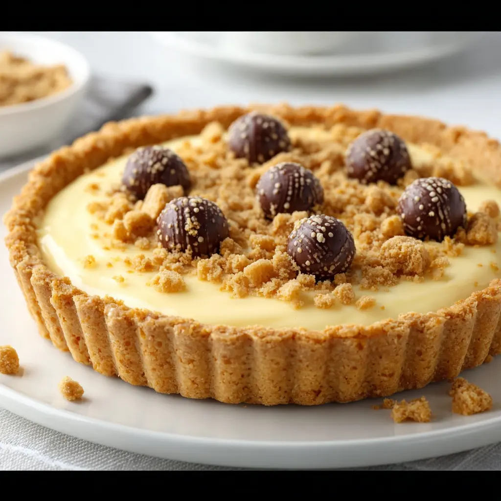 Tarte Vanill et Praliné 2 Ingrédients pour la Tarte Vanille et Praliné sur une table de cuisine, incluant une gousse de vanille, de la poudre de noisettes, de la farine, du sucre, des œufs, et du beurre.