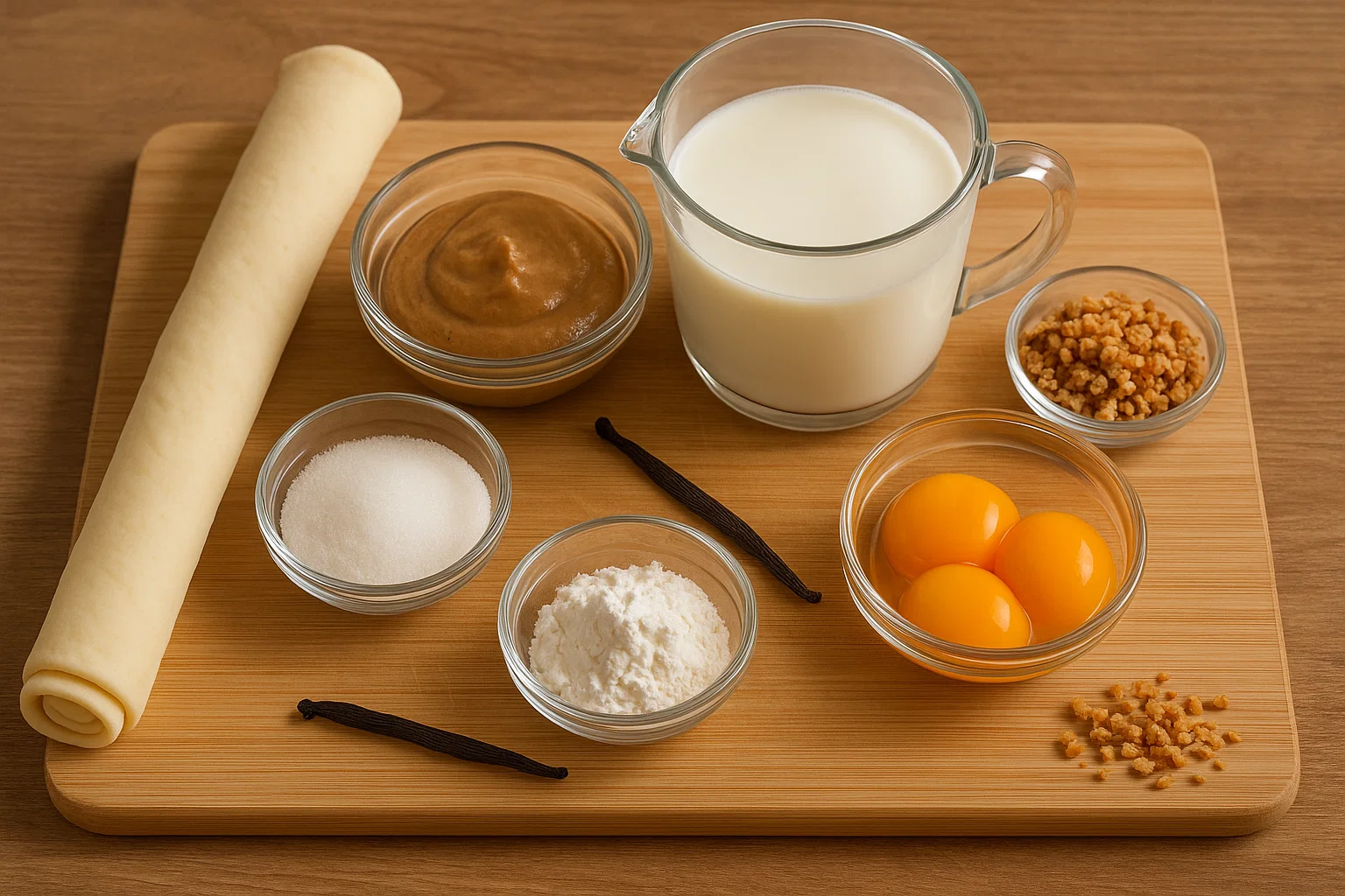 Tarte Vanill et Praliné 3 Des morceaux de praliné de noisette croquant, prêts à être mixés pour la garniture de la tarte.