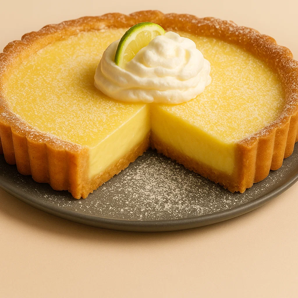Tarte au Citron au Mascarpone 2 Une Tarte au Citron au Mascarpone qui cuit dans son moule au four, ses bords sont légèrement dorés et la garniture commence à prendre.