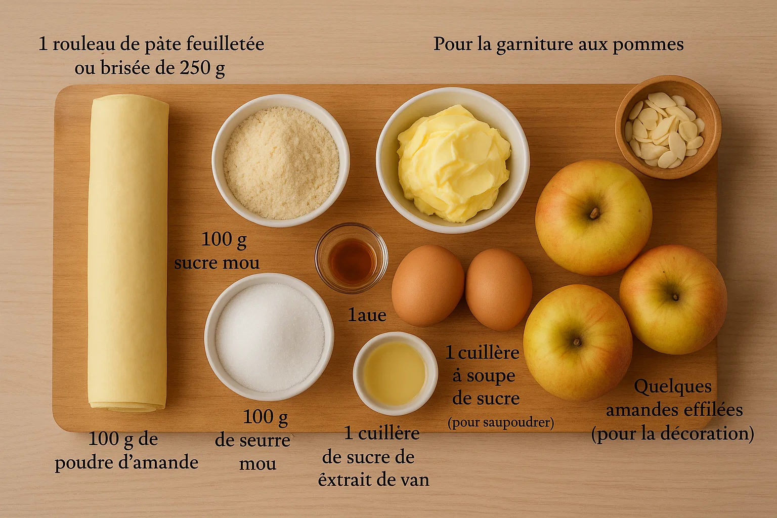 Tarte aux Pommes à la Crème d'Amande 2 Un bol de crème d'amande onctueuse à côté de pommes tranchées, prêtes pour le montage de la tarte.