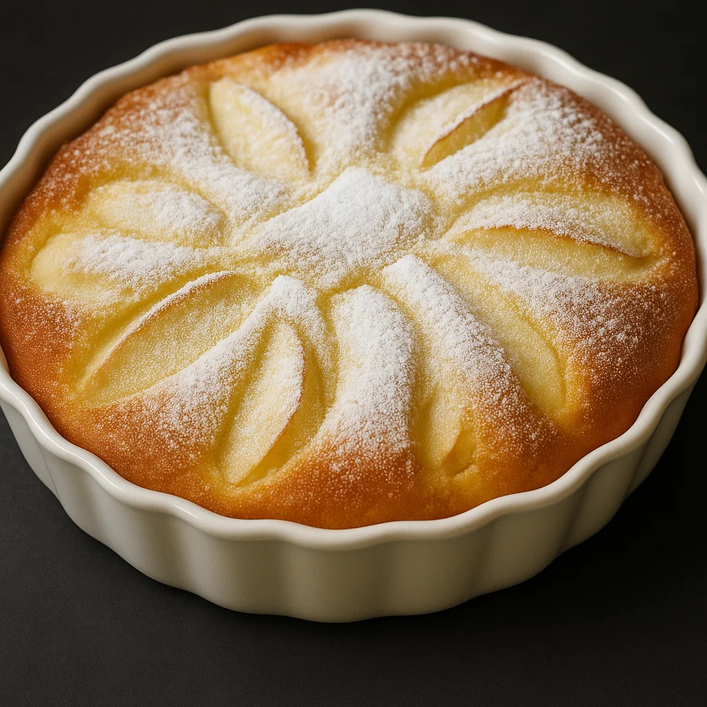 fondant aux pommes mascarpone 2 Part de fondant aux pommes mascarpone, montrant la texture moelleuse et les morceaux de pommes à l'intérieur.