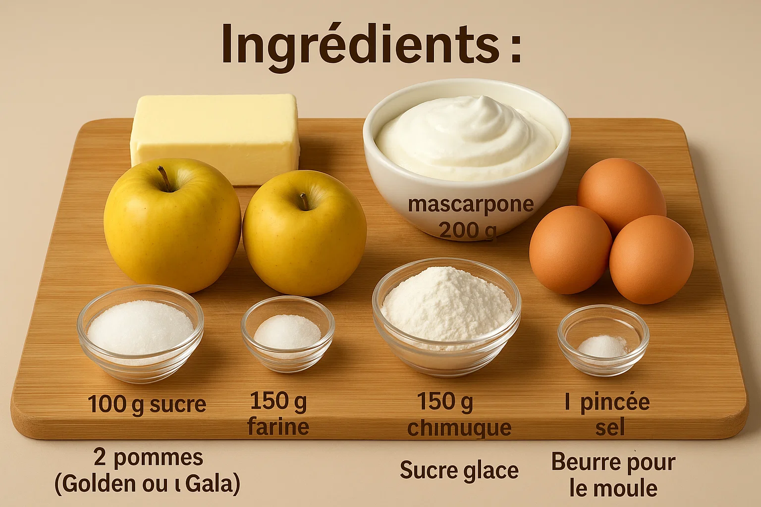 fondant aux pommes mascarpone 4 Main incorporant des dés de pommes dans la pâte à gâteau au mascarpone avec une spatule.