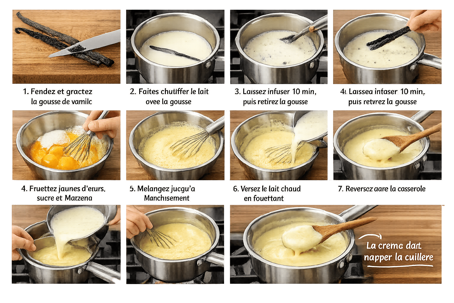 Préparez la crème vanillée