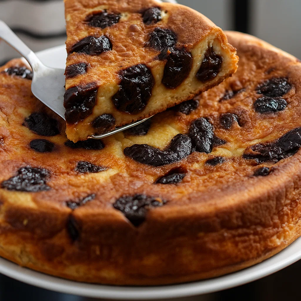 Far Breton Traditionnel aux Pruneaux 4 Gros plan sur la pâte à Far Breton liquide et lisse dans un grand bol, après le temps de repos.