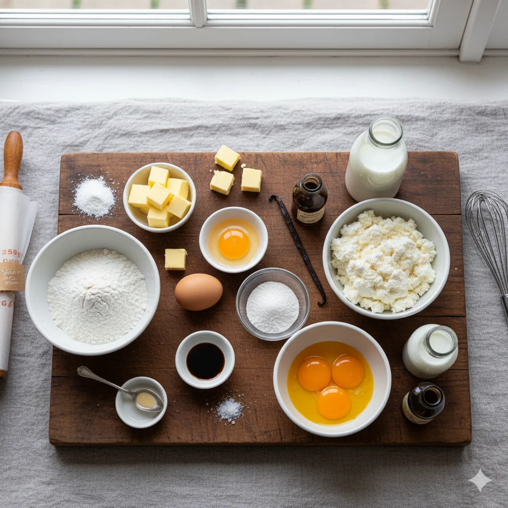 Part de Gâteau Crémeux à la Vanille Tarte Nuage coupée, révélant les trois couches : flan, crème et éponge.