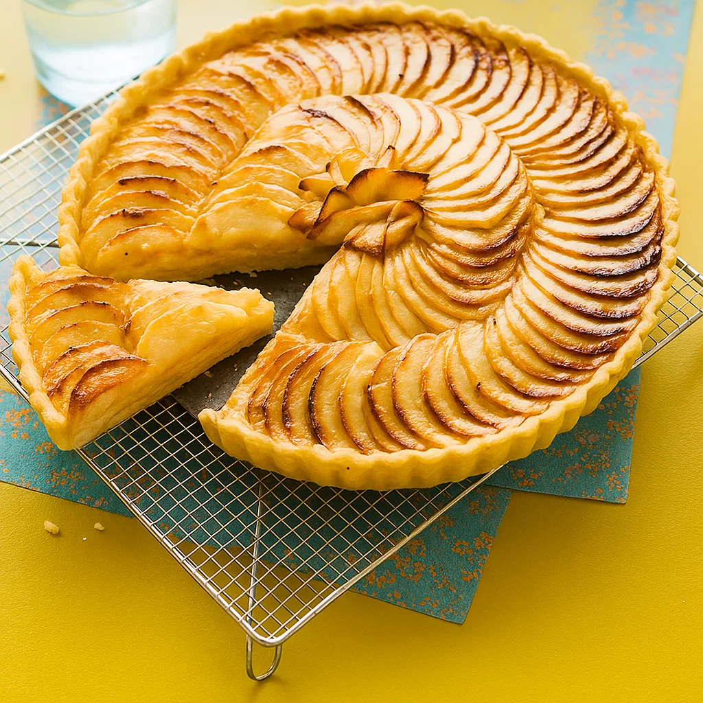 Tarte aux Pommes Sans Sucre 3 Pâte brisée légère étalée et foncée dans le moule à tarte, prête à recevoir la garniture aux pommes.