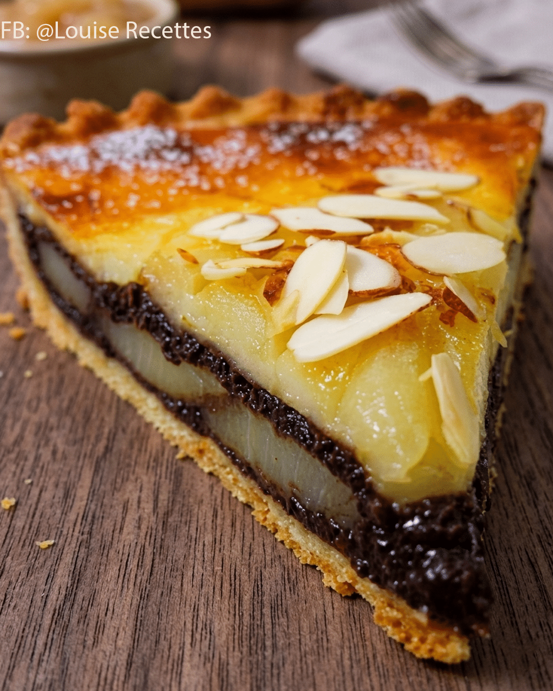tarte aux poires, chocolat et crème d’amandes est le dessert gourmand et raffiné par excellence.