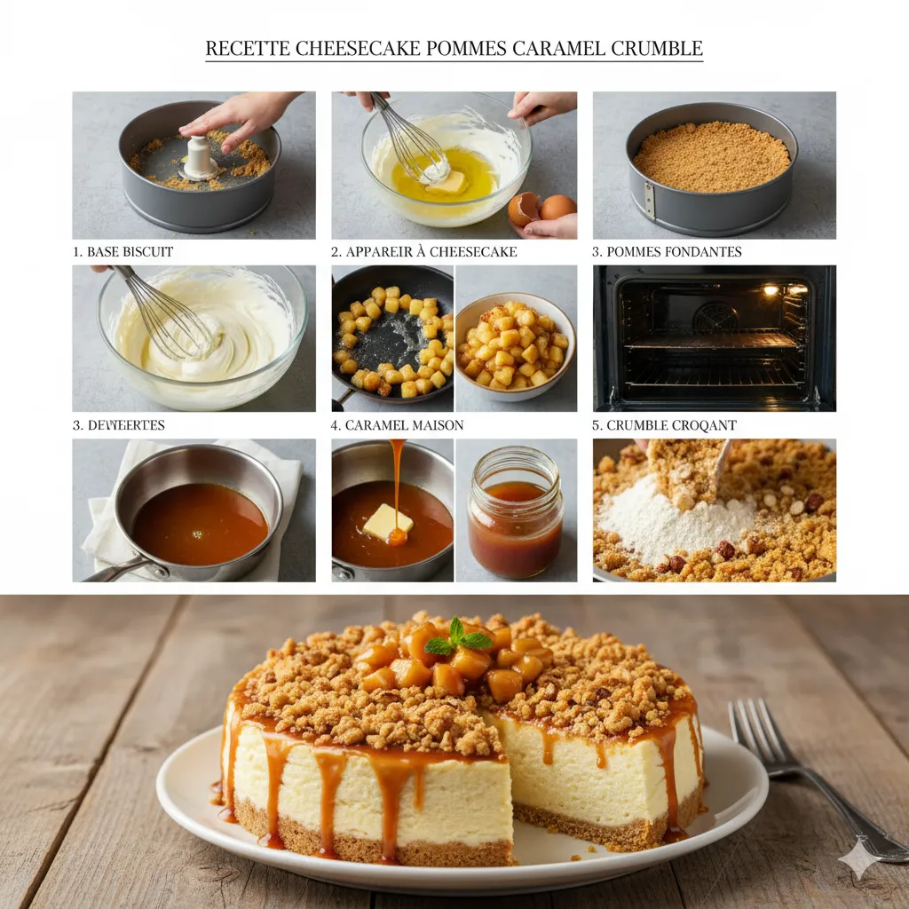 Part de Fondant Pommes et Mascarpone Cheesecake Vanille, révélant la mie humide et les morceaux de pommes fondantes.