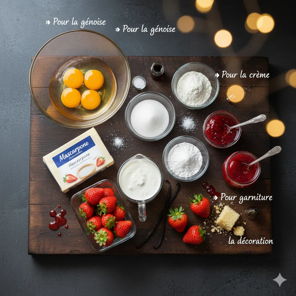 Le biscuit génoise est roulé délicatement dans un torchon pour prendre sa forme. Bûche Roulée Fraises et Crème Vanille