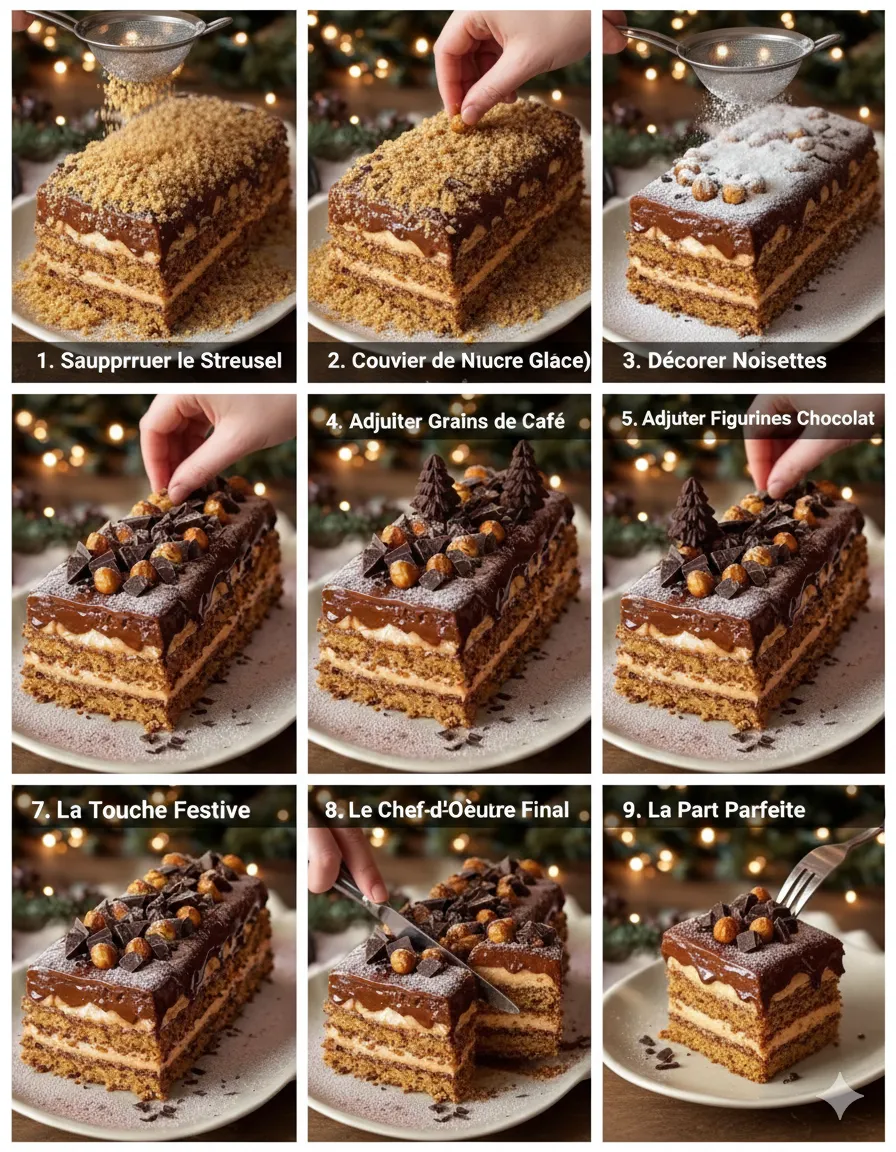 Bûche café-noisette croustillante