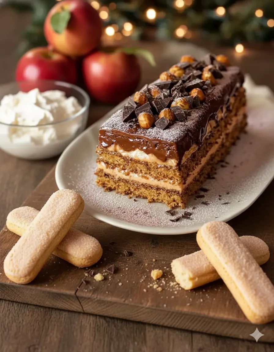 La crème mousseline au café, très pâle et fouettée, dans une poche à douille ou un grand bol. Bûche café-noisette croustillante