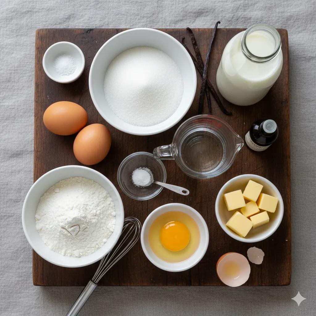 Choux à la crème pâtissière 647 Choux remplis de crème pâtissière à l'aide d'une poche à douille, un peu de crème débordant du trou de remplissage.