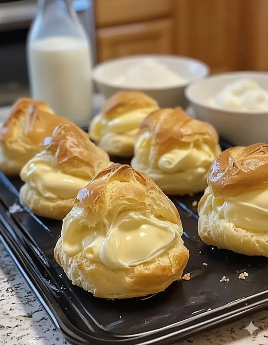 Pâte à choux chaude, lisse et brillante, après l'incorporation des œufs, formant une "queue d'oiseau". Choux à la crème pâtissière
