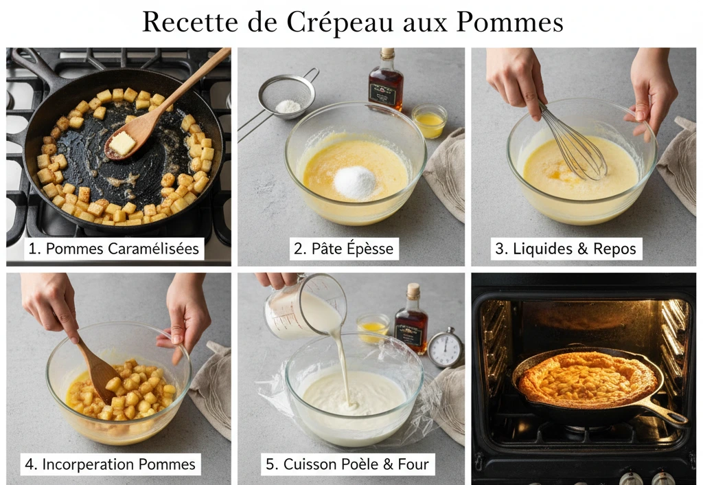 Part de Crépiau aux Pommes servie avec une cuillerée de crème fraîche épaisse.