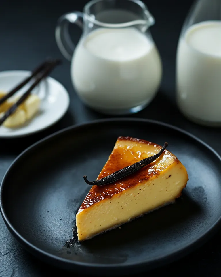 Flan au Lait Concentré Sucré démoulé, avec le caramel brillant coulant sur l'assiette.