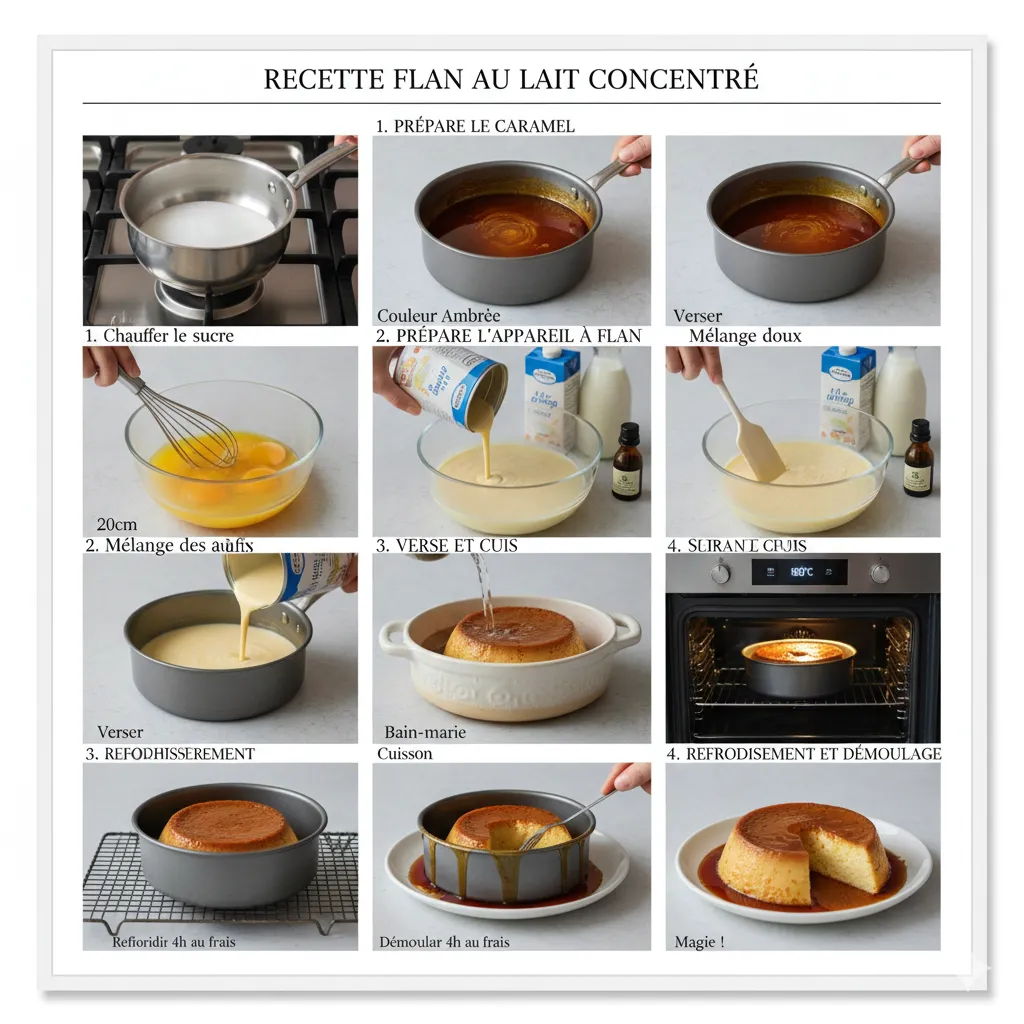 Moule à flan rempli, placé dans un plat plus grand avec de l'eau pour la cuisson au bain-marie.
