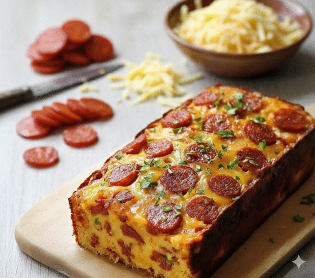 Ingrédients pour Cake au Chorizo Simple et Rapide : dés de chorizo, œufs, lait, huile, farine et paprika fumé.