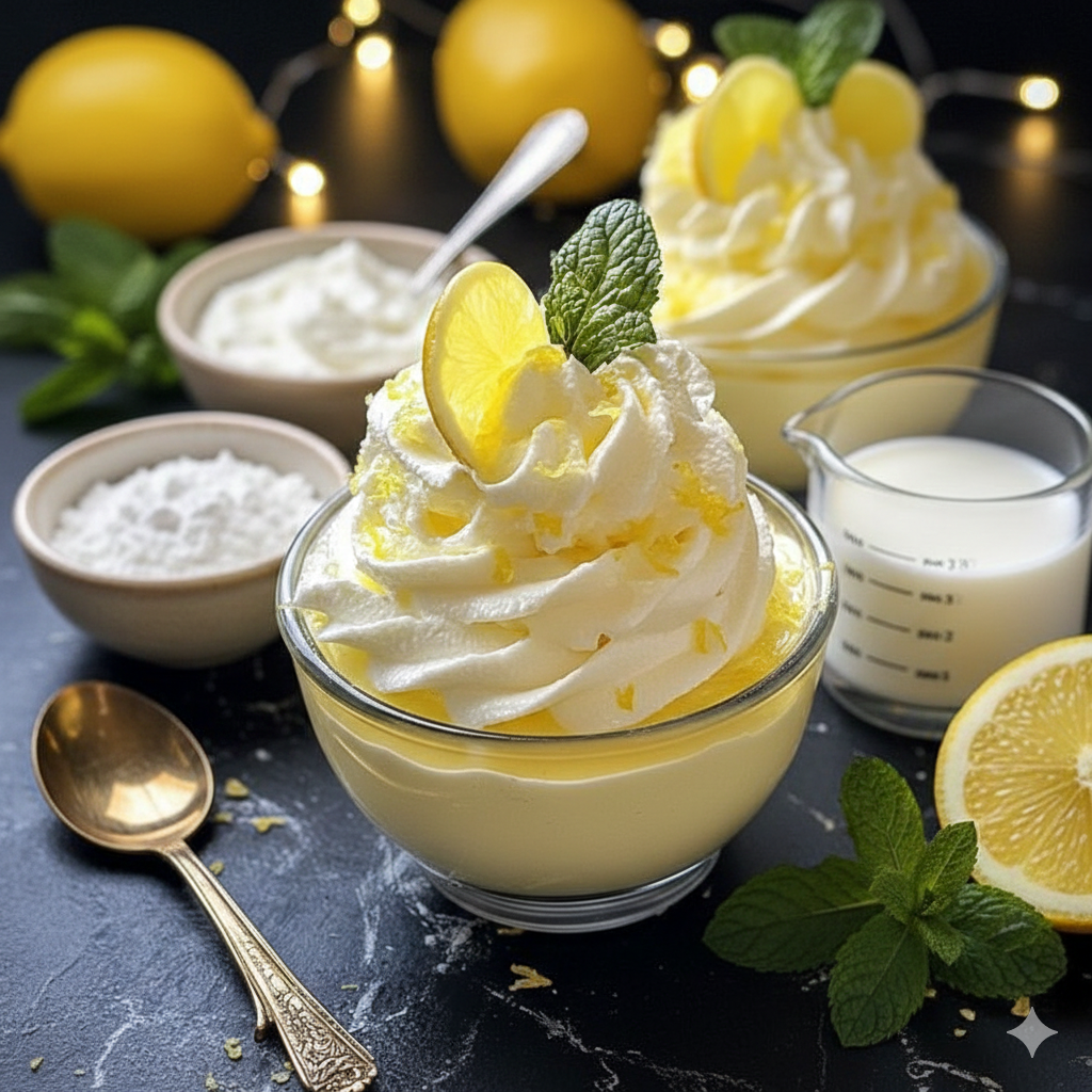 Les blancs d'œufs montés en neige intégrés délicatement à la base citronnée et à la chantilly. Mousse Citron Express