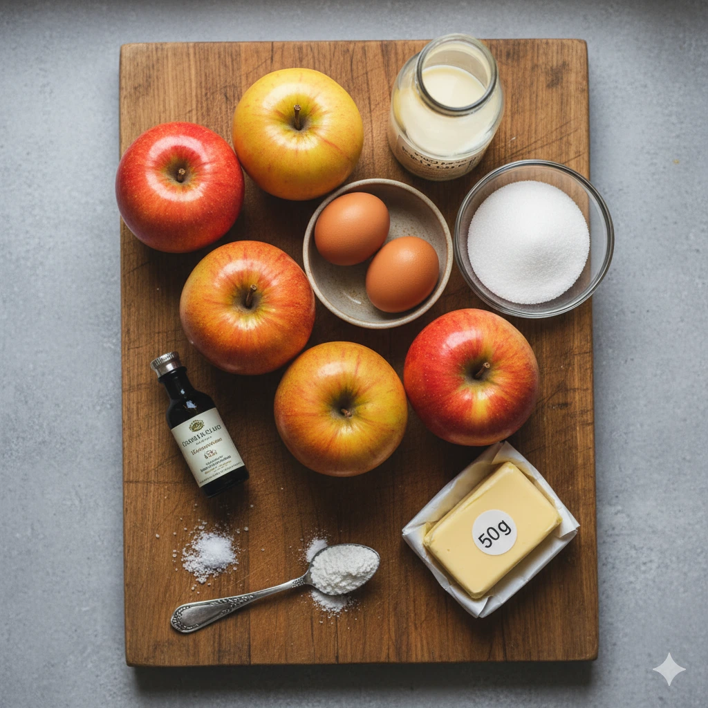 Terrine aux Pommes Caramélisées refroidie, avec des poids dessus (planche et boîtes de conserve) pour le pressage.