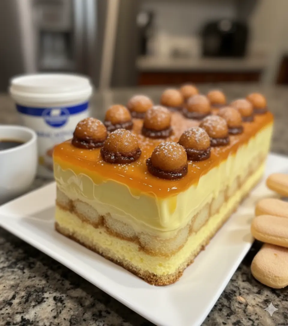 Tiramisu Classique Entremets Vanille–Caramel Sans Cuisson