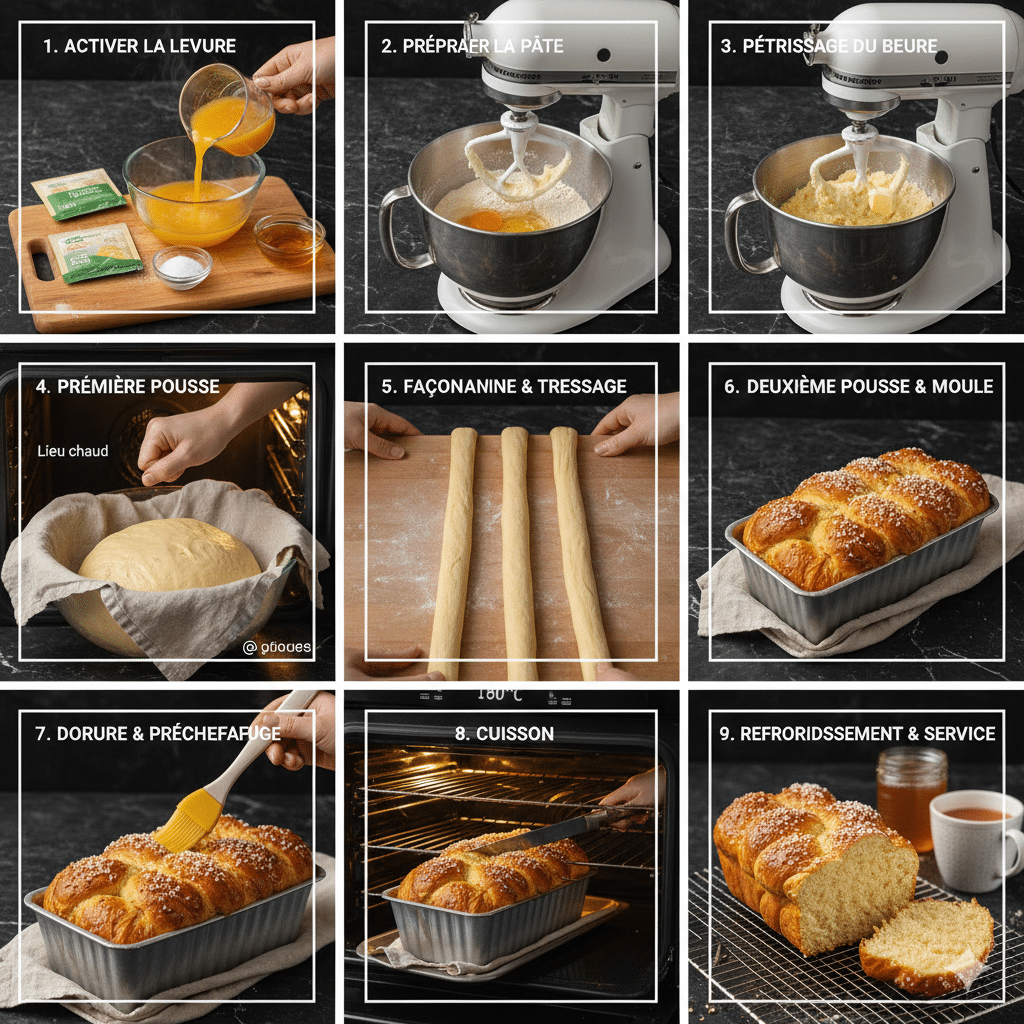 Brioche de Noël dorée et moelleuse à l'orange et au miel sur une grille Brioche de Noël super moelleuse au miel et orange