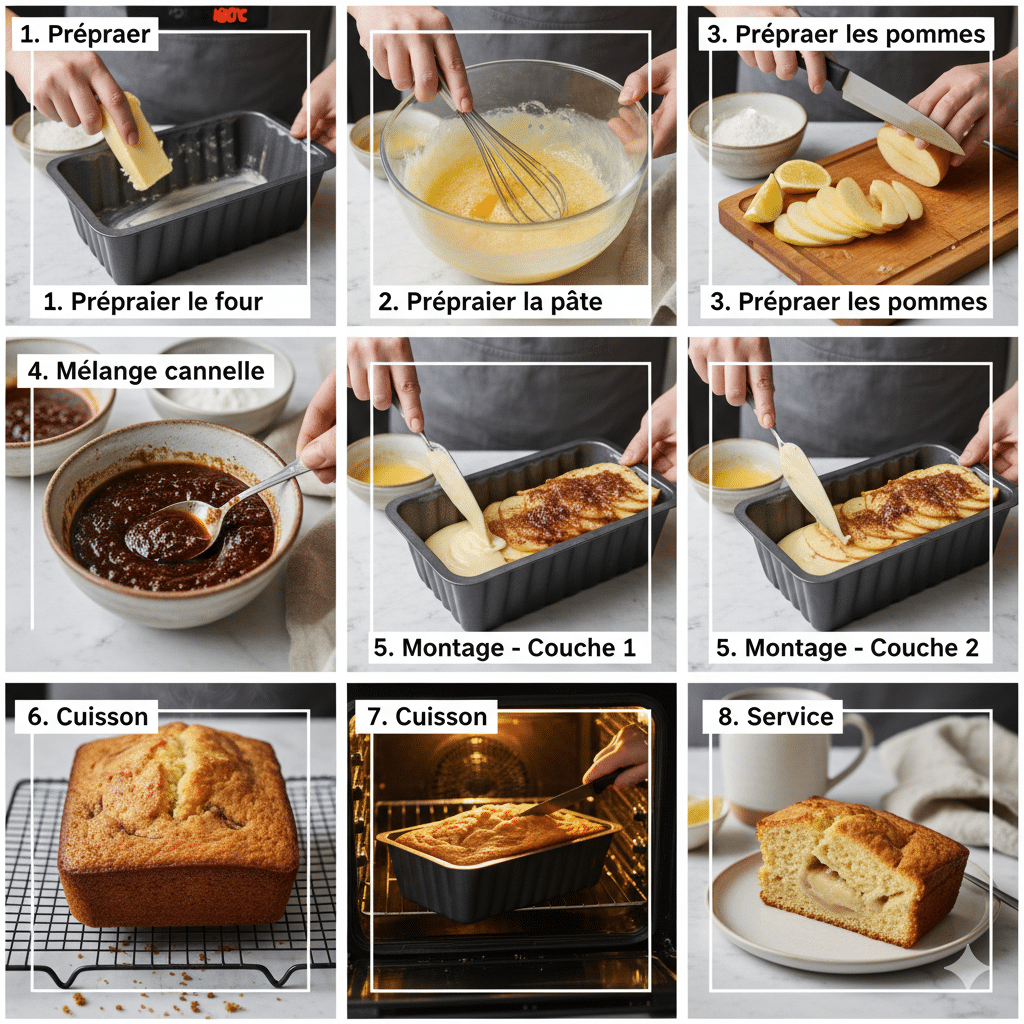 Cake aux Pommes à l’Ancienne fraîchement cuit et doré, sur une grille de refroidissement. Cake aux Pommes à l’Ancienne