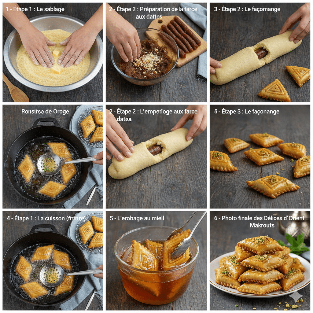 Délices d'Orient Makrouts Les Délices d'Orient Makrouts, ou simplement "Makrouts", tirent leur nom du terme arabe désignant la forme en losange. Est-ce un gâteau