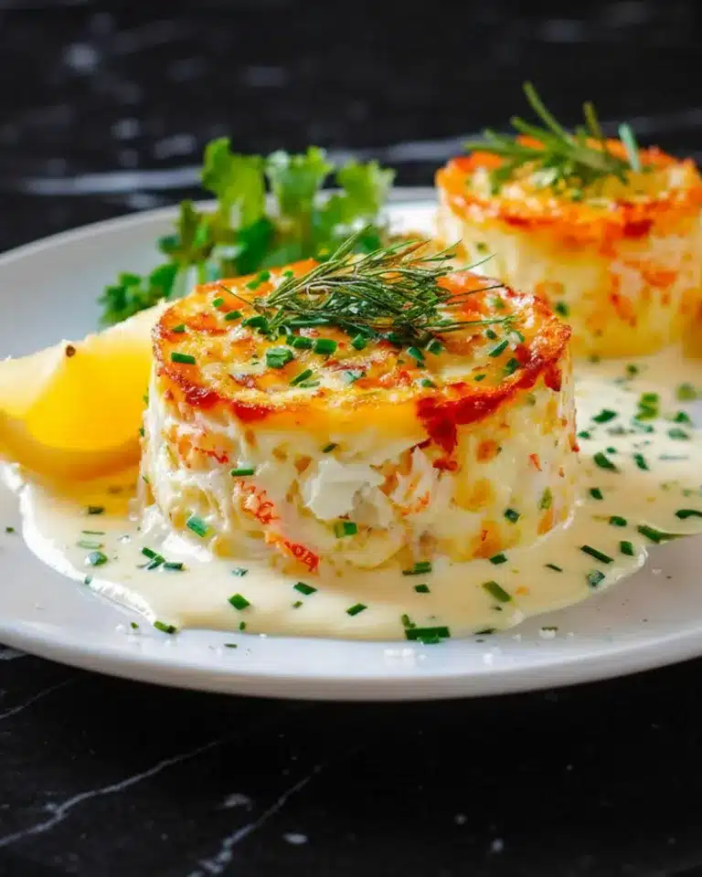 Moules individuels de flan placés dans un plat avec de l'eau chaude pour la cuisson au bain-marie. Flan de Crabe et Crevettes