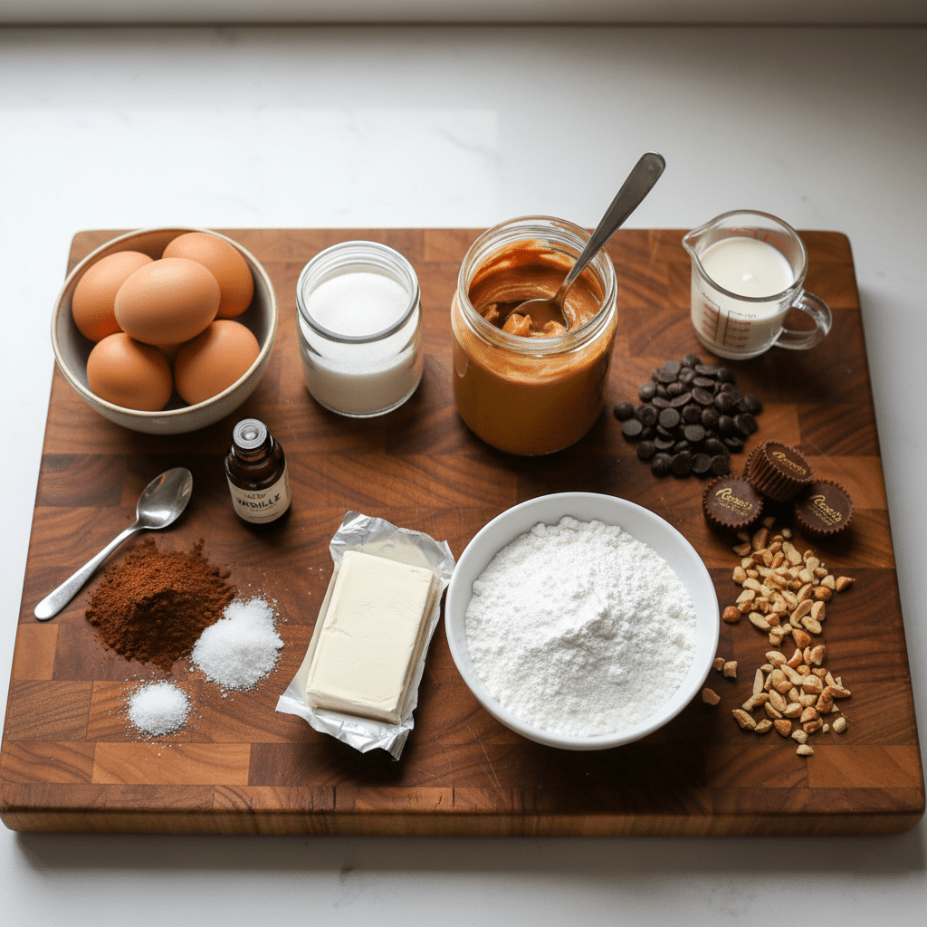 Roulé Chocolat et Beurre de Cacahuète 1 Roulé Chocolat et Beurre de Cacahuète Roulé au chocolat nappé de ganache brillante, décoré de Reese's et de cacahuètes concassées