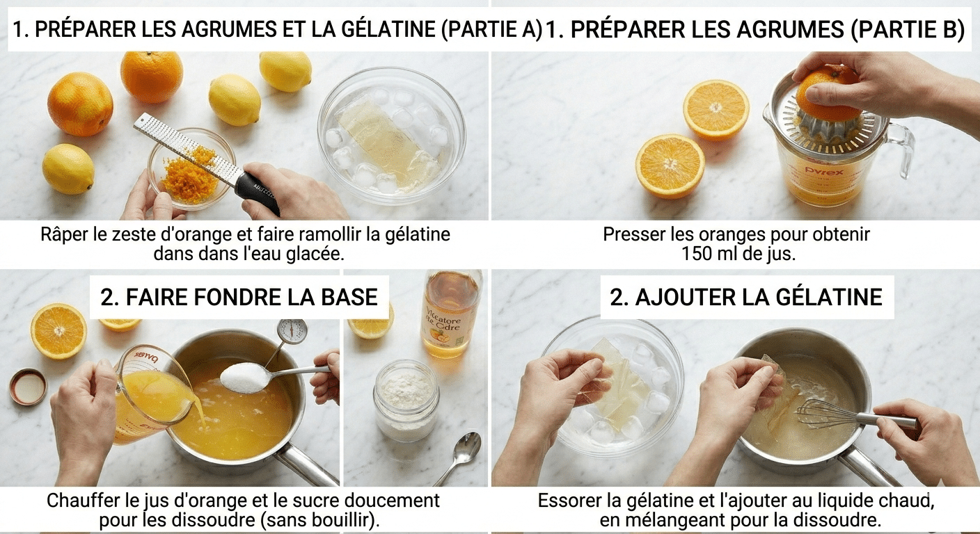 Préparer les agrumes et la gélatine