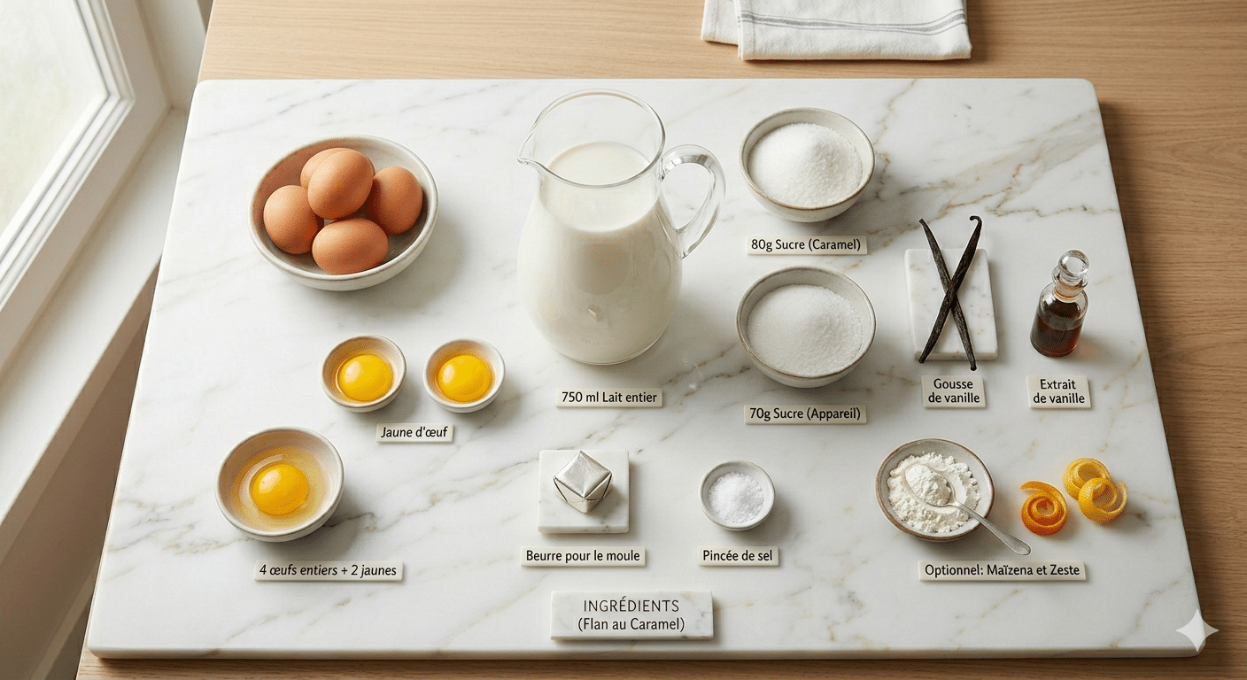 La Liste des Ingrédients : Flan Sans Pâte Ultra Fondant