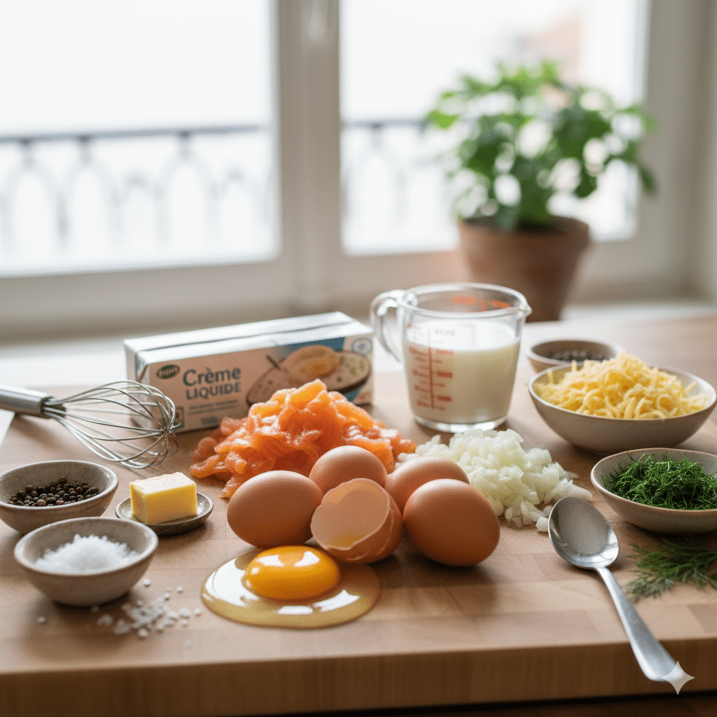Mini quiches sans croûte dorées décorées d'un brin d'aneth frais Mini Quiches sans Croûte au Saumon Fumé et Aneth