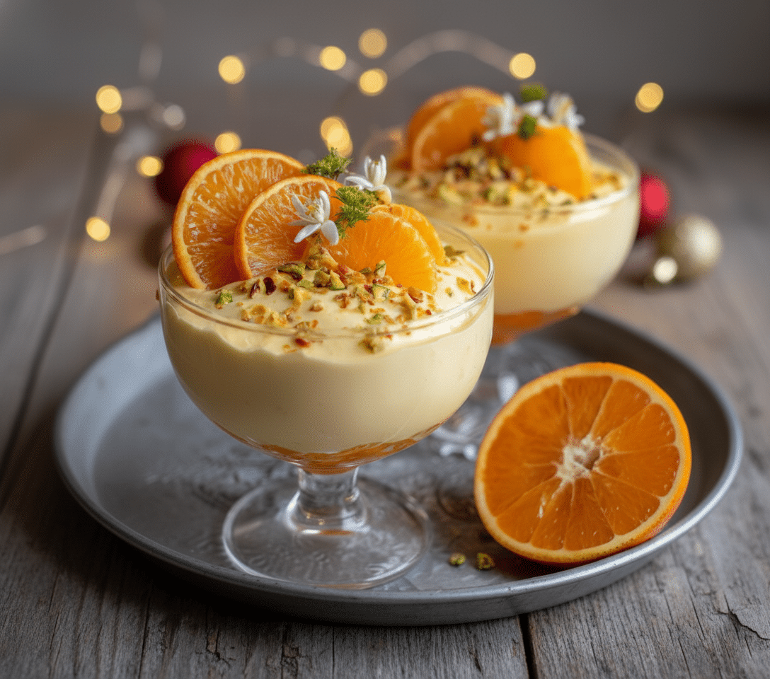 Mélange de jus d'orange sucré et jaunes d'œufs dans un bol Mousse de Noël à l’Orange et à la Fleur d’Oranger