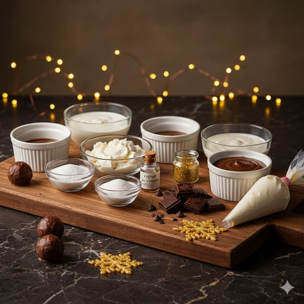 Verrine en verre montrant les deux couches mousse vanille et chocolat Verrines de Noël sucrées