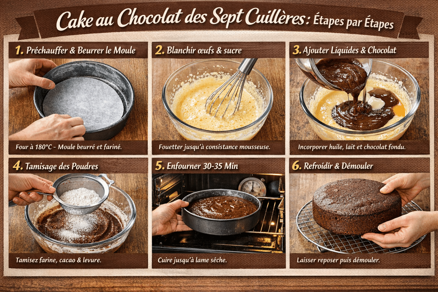 Préparation Étape par Étape: Cake au chocolat des sept cuillères : La Recette Magique sans Balance